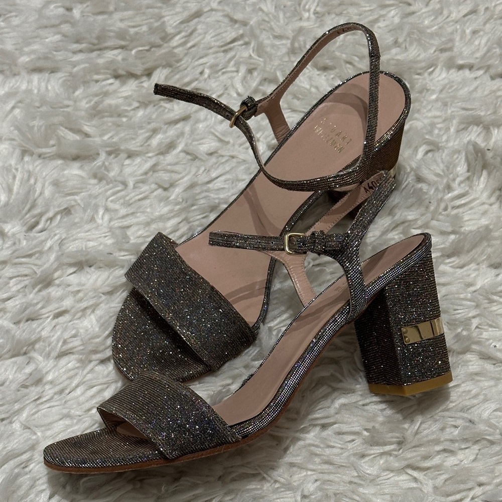 Stuart Weitzman Silver Block Heel Heels